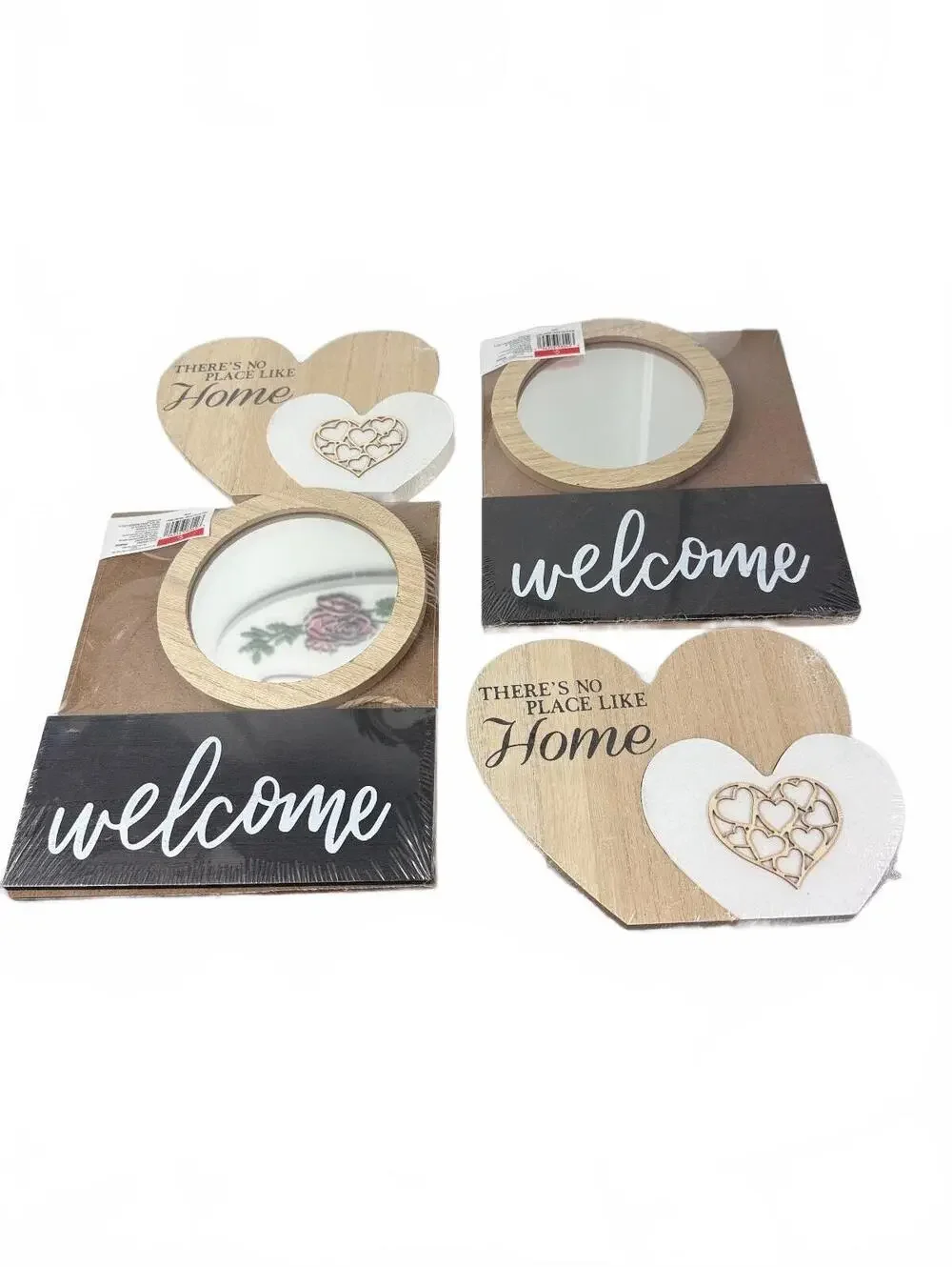 Welcome and Home Themed Decorative Wall Plaques with Mirror